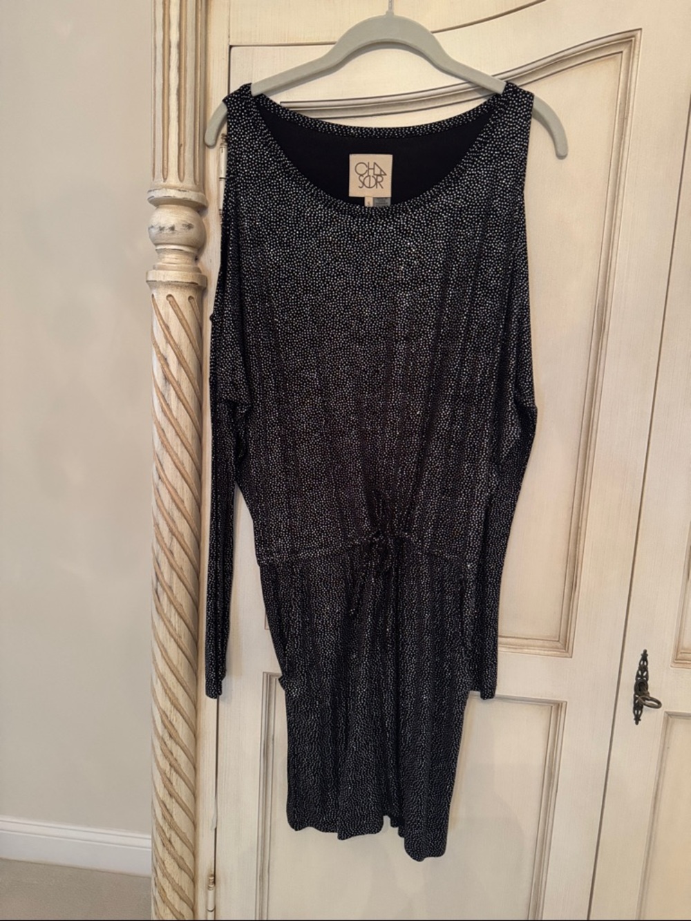 Chasor Black Metallic Long Sleeve Dress